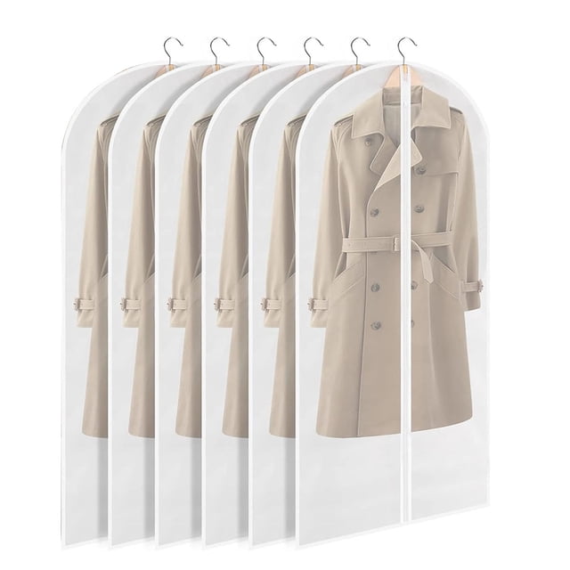 Bolsas para ropa Laklulu para colgar ropa, 6 piezas, bolsa transparente para ropa, bolsa para traje a prueba de polvo, fundas para ropa con cremallera para guardar en el armario y viajar