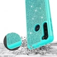 thumbnail image 4 of Value Pack + for Moto G Power XT2041 with Tempered Glass Glitter Hard Case Hybrid Cell Phone Case Glitter Shock proof Edge Slim Bumper Scratch Cover (Teal), 4 of 4