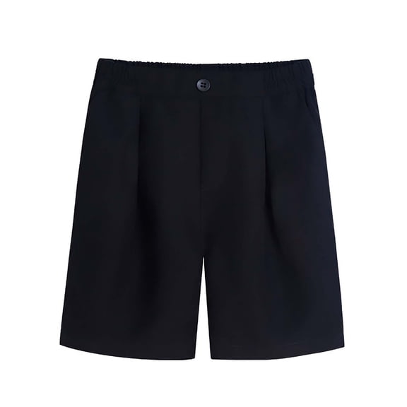 Lullu Toddler Boys Performance School Uniform Shorts Kids Pull On Flat Front Shorts, Black