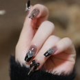 thumbnail image 2 of HLONK 24Pcs Gel Press on Nails  Gel French Long Fake Nails  Press on Tips With Glue  Rhinstone with Butterfly  NO.13, 2 of 7