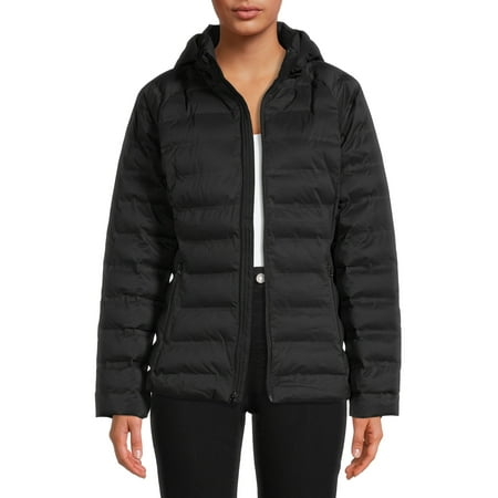 Time and Tru Women's and Plus Packable Stretch Zip Up Puffer Jacket