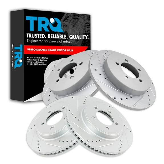 TRQ Front and Rear Performance Brake Rotors Set Premium G-Coated Cross Drilled & Slotted Fits Select 2006-2010 Ford Explorer 2007-2010 Explorer Sport Trac Mercury Mountaineer