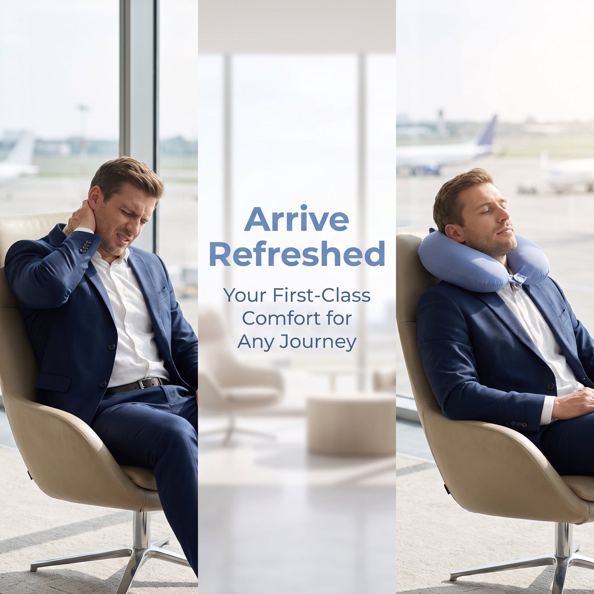 Unique Bargains Memory Foam Travel U Shape Neck Pillow Head Rest Blue-gray 12"x12"x4"
