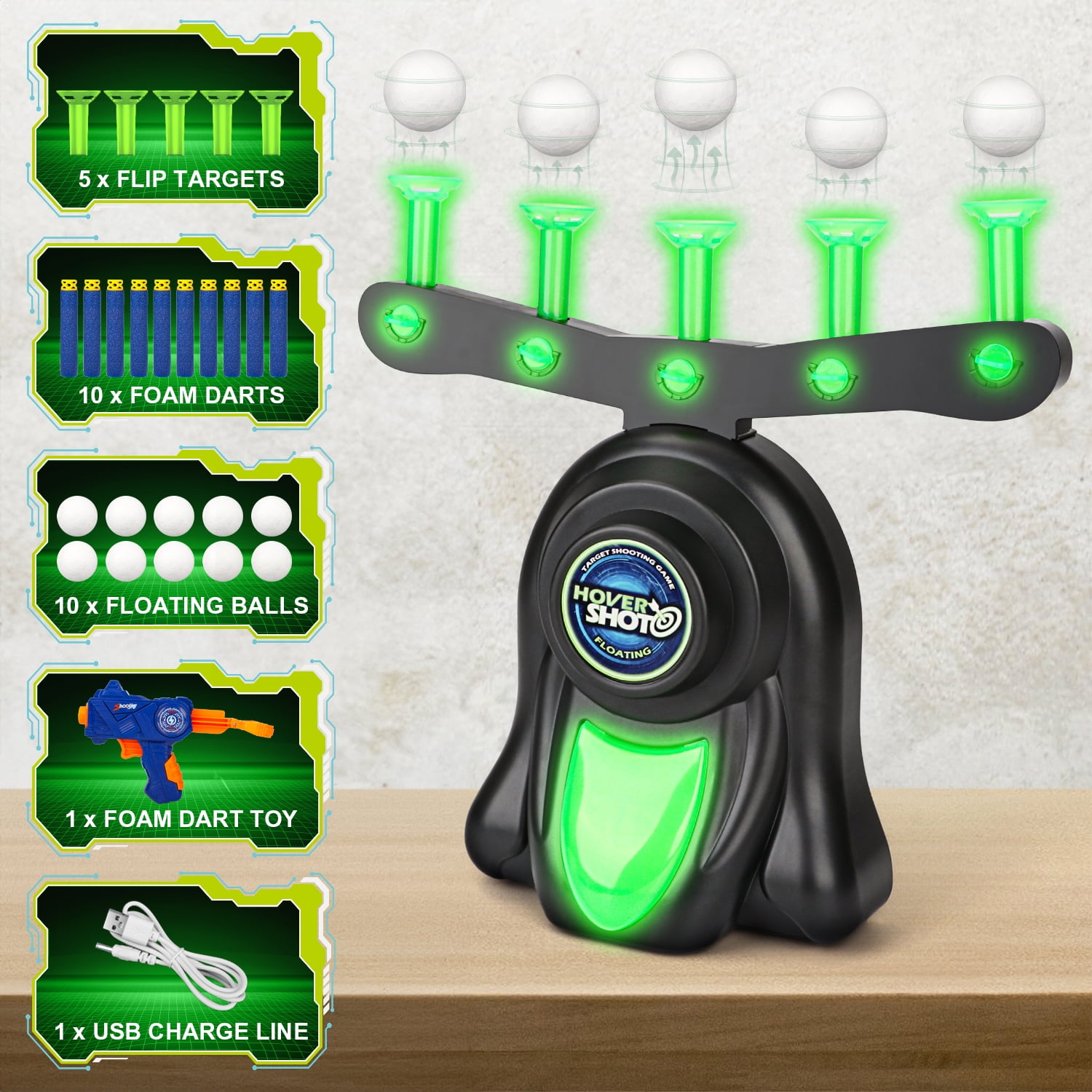 Huge Wave Shooting Games Toys for Boys 4-12 Years, Hover Floating Shooting Target Foam Dart, with 12 Soft Balls, Indoor & Outdoor Christmas Birthday Gifts for Kids