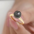 thumbnail image 3 of Rosec Jewels Tahitian Pearl Solitaire Engagement Ring with Diamond - 8 Carat - Black Pearl Ring - AAA Quality - With Jewelry Box, 10K Yellow Gold, US 12.00, 3 of 8