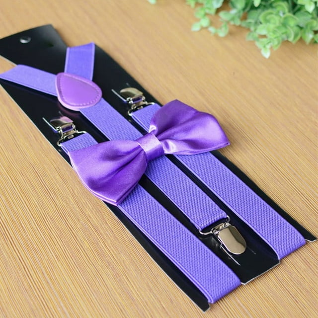 MYG Men Matching Suspenders Braces&Bow Tie Combo Sets Fancy Costume