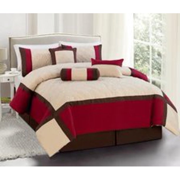 Legacy Decor 7 Pc Burgundy, Brown and Beige Striped ...