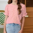 thumbnail image 2 of XQYLOS Tween Girls 2025 Boho Floral Blouses Crewneck Puff Sleeve Smo𝖼ked Casual Tops Printed Trendy Flowy Tee Lightweight Shirts, 2 of 9