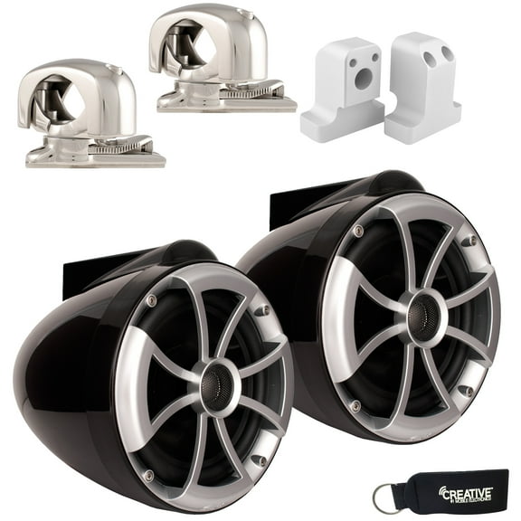 Wet Sounds for Supra FxONE - ICON8-BSC ICON 8" Swivel Clamp Tower Speakers - Pair Black w/FxONE Upper Tower Brackets