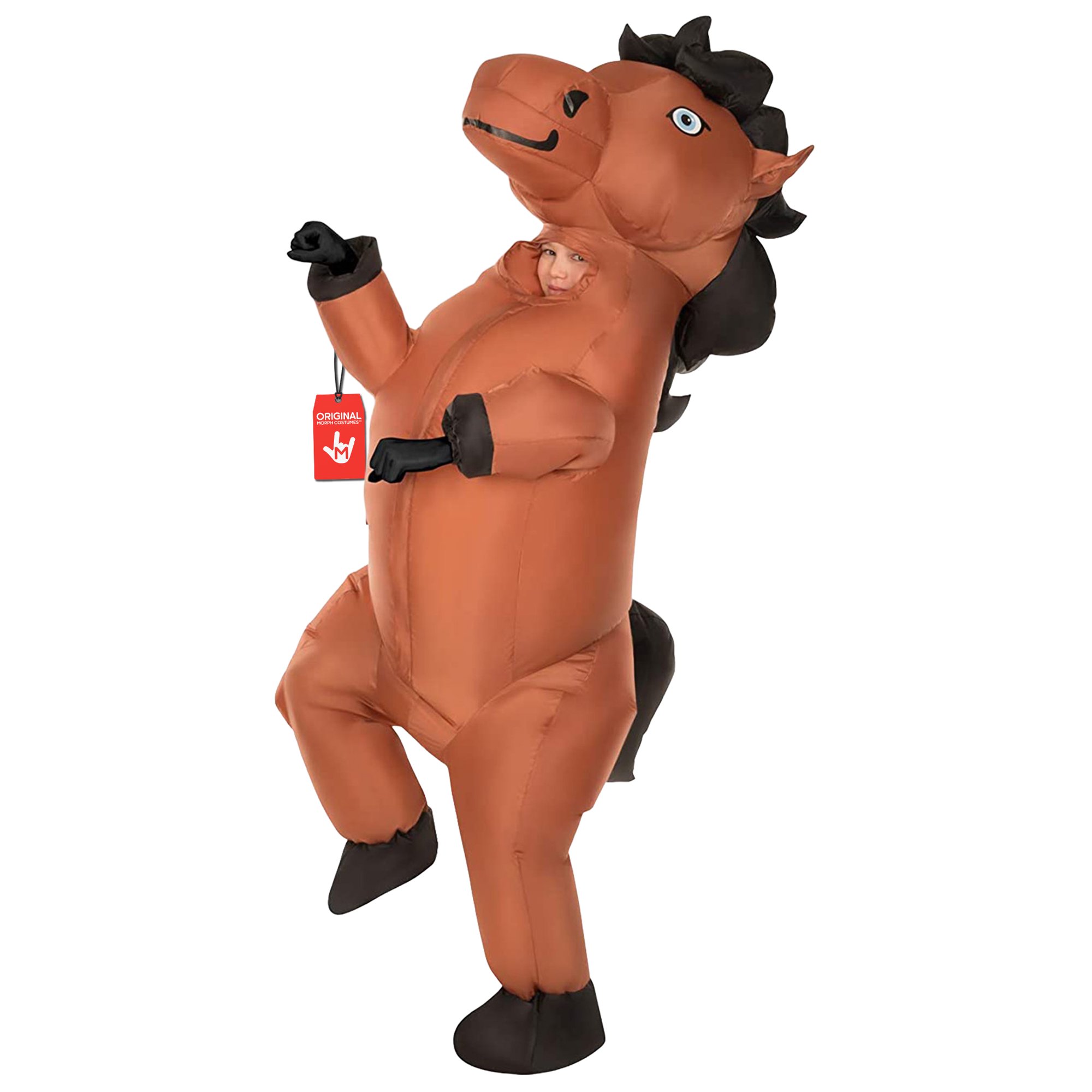 Morph Morph Prancing Horse Inflatable Costume For Kids - Fun Dress-Up Outfit For Parties, Halloween, And Playtime Halloween Costume For Unisex children Brown One Size