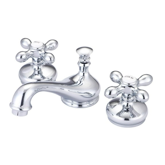 Teapot Widespread Bathroom Sink Faucet - Metal Cross Handles