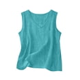 thumbnail image 3 of Women's Cotton Linen V Neck Sleeveless Tank Top Casual Summer Loose Fit, 3 of 6