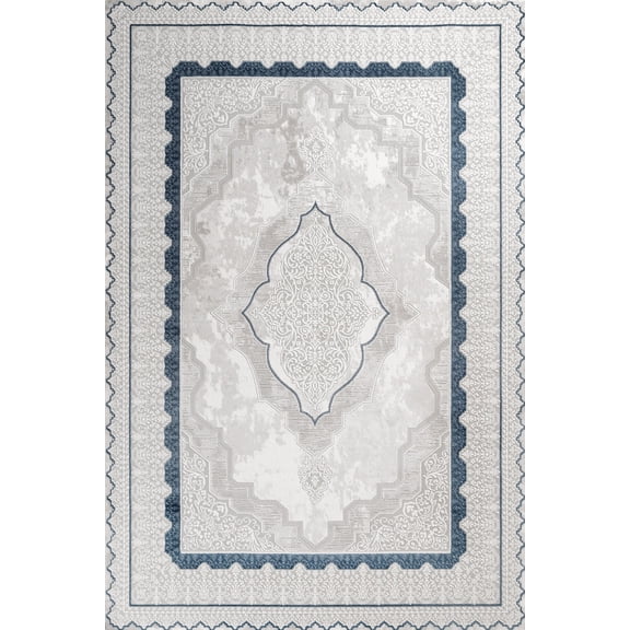 Grey Oriental Area Rugs for Living Room Washable Rugs Boho Moroccan Area Rug Soft Neutral Geometric Bohemian Carpet Distressed Indoor Rug for Bedroom Dining Room Office Foldable Nonslip Rug