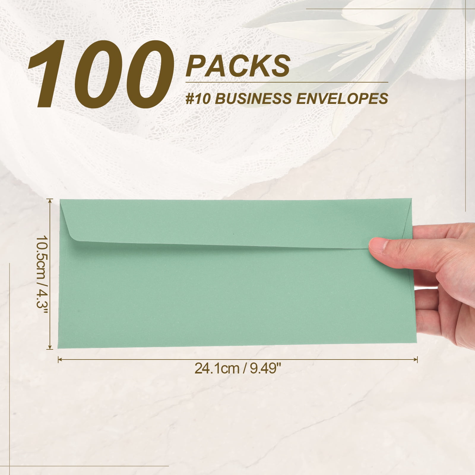 Uxcell 100 Pack Grass Green #10 Business Envelopes, Colored Self Seal Letter Size