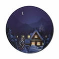 thumbnail image 1 of Christmas Mouse Pad for Computers, Winter Scenery with Designed House and Tree at Night Family Themed Concept Art, Round Non-Slip Thick Rubber Modern Mousepad, 8" Round, Purple Blue, by Ambesonne, 1 of 2