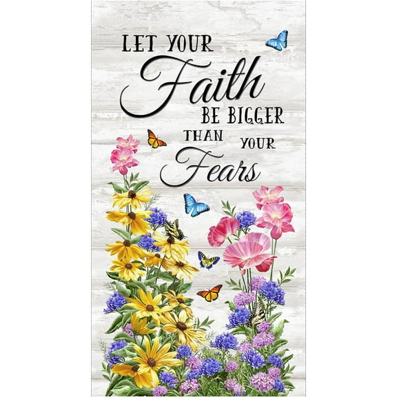 24" X 44" Panel Faith Panel Flowers Butterfly Daisy Faith Timeless Treasures Cotton Fabric Panel (PANELDG-CD3437)