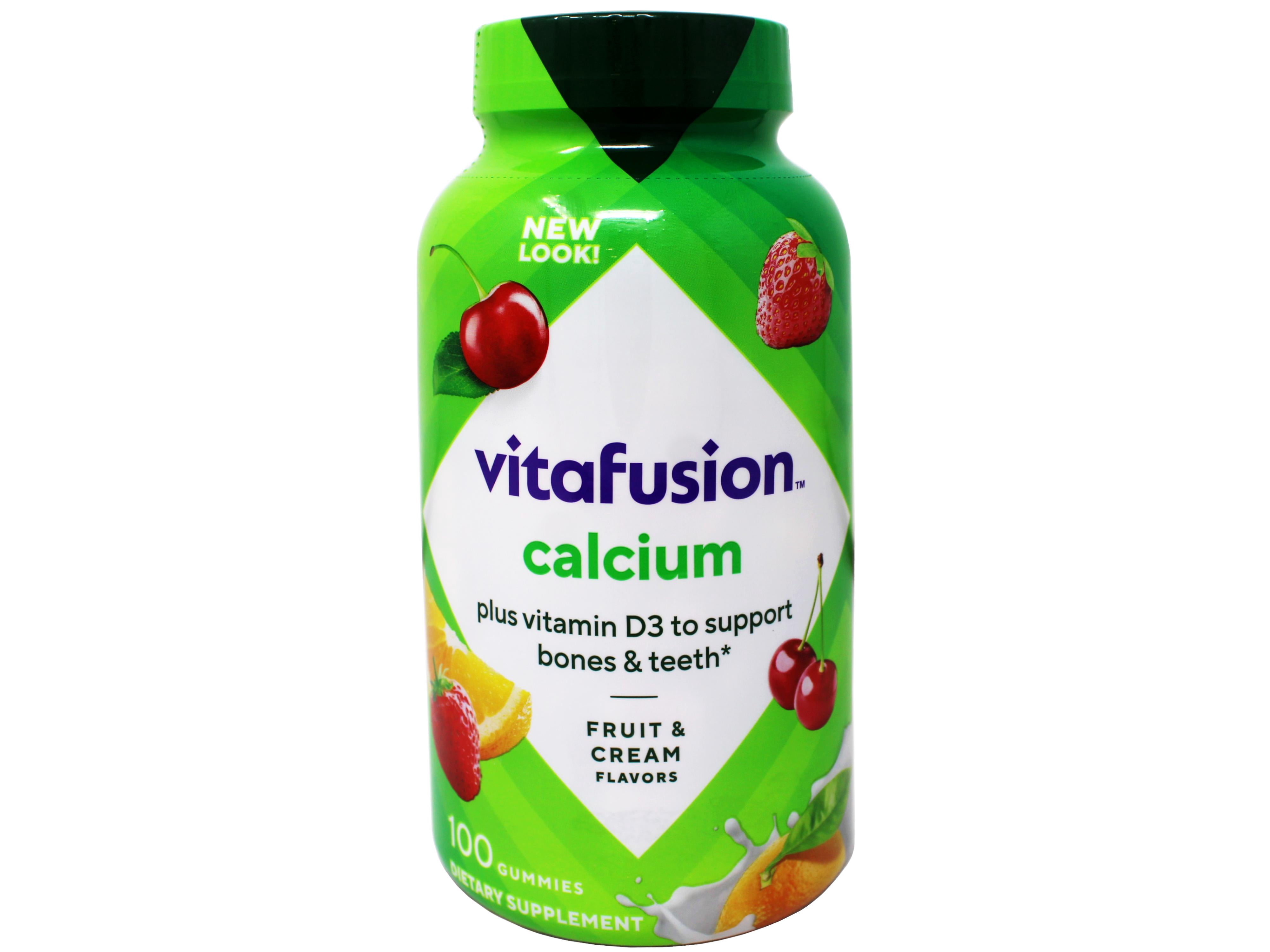 Vitafusion Calcium 500 mg Gummy Vitamins For Adults, Creamy Swirled Fruit 100 ea (Pack of 2)