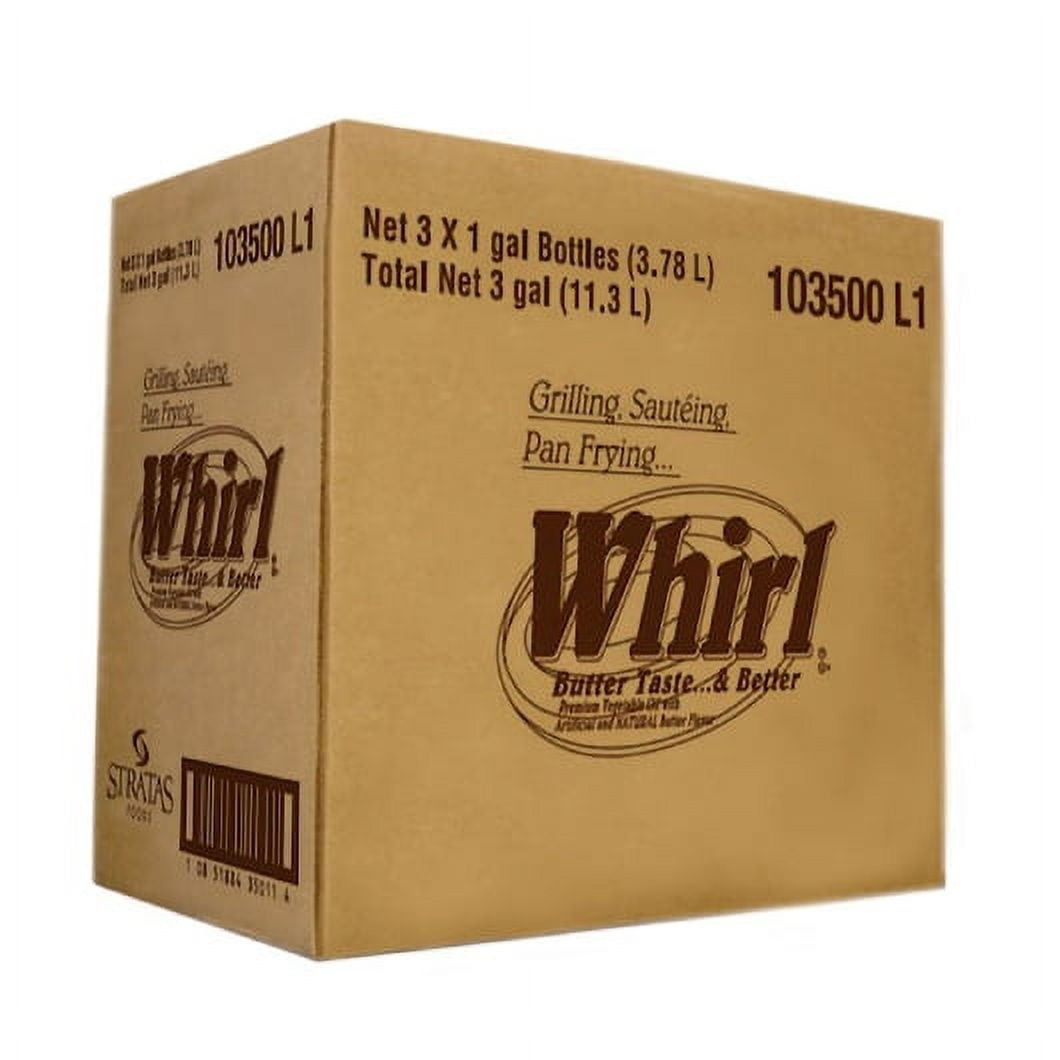 Case of 3, Whirl, Butter Flavored Oil, 1 Gallon