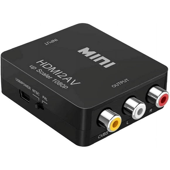 to RCA, 1080p to AV 3RCA CVBs Composite Video Audio Converter Adapter Supports PAL/NTSC for TV Stick, Roku, Chromecast, Apple TV, PC, Lapto