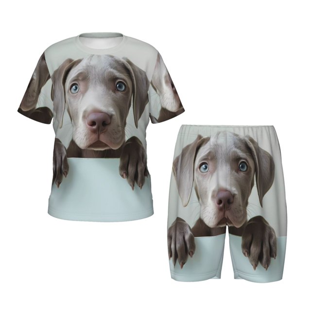 Fotbe Adorable Puppy Portrait Pijama Estampada de 2 Piezas para Niños – Ropa de Dormir de Manga Corta Cómoda para Niños y Niñas, Camiseta y Shorts de Algodón-4X-Large