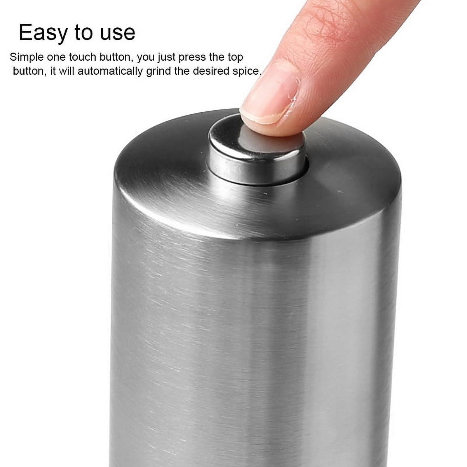 LNKOO Kitchen Electric Pepper/Salt Grinder - Battery Powered Stainless Steel Salt or Pepper Mill - Tall Power Shaker - Automatic Grinder with light - Adjustable Ceramic Coarseness