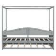 thumbnail image 4 of Twin Size Canopy Day Bed with Twin size Trundle, Solid Wood Platform Bed Frame for Bedroom, Apartment, Mattress not included,No Box Spring Needed,Easy Assembly,Grey, 4 of 10