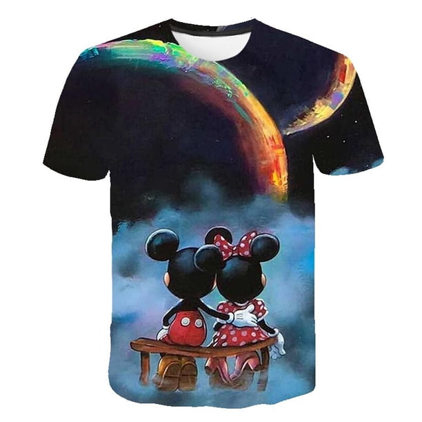 Camisetas Kawaii con estampado 3D de Disney Mickey Mouse para niños, camiseta de verano a la moda con dibujos animados, camiseta holgada de cuello redondo para niños y niñas, Tops12T Gao Jinjia LED