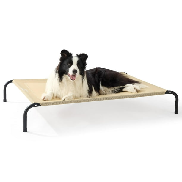 Cama elevada para perros Bedsure Outdoor, grande y portátil, 124 cm, color caqui