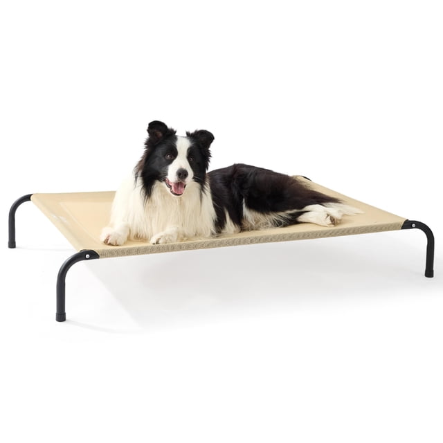 Cama elevada para perros Bedsure Outdoor, grande y portátil, 124 cm, color caqui
