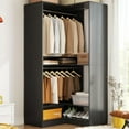 thumbnail image 6 of iSunirm Corner Closet System, 31" Corner Closet Organizer with 2 Hanging Rods and Shoe Rack, Corner Storage Unit for Small Space, Black, 6 of 6