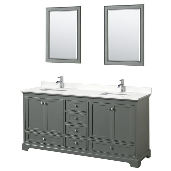 Wyndham Collection Wcs202072d-Qtz-Unsm24 Deborah 72" Free Standing Double Basin Vanity Set