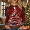 thumbnail image 2 of Long Sleeve Shirts for Womens 2025 Christmas TShirts Casual Trendy Xmas Tree Printing Blouses Soft Crewneck Christmas Shirt Pullover Tops, 2 of 9