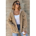 thumbnail image 6 of Women's Pale Khaki Fleece Zip Up Hooded Jacket with Drawstring and Pockets - [ZhiHiMeRi] | (US 20-22)2XL, 6 of 12
