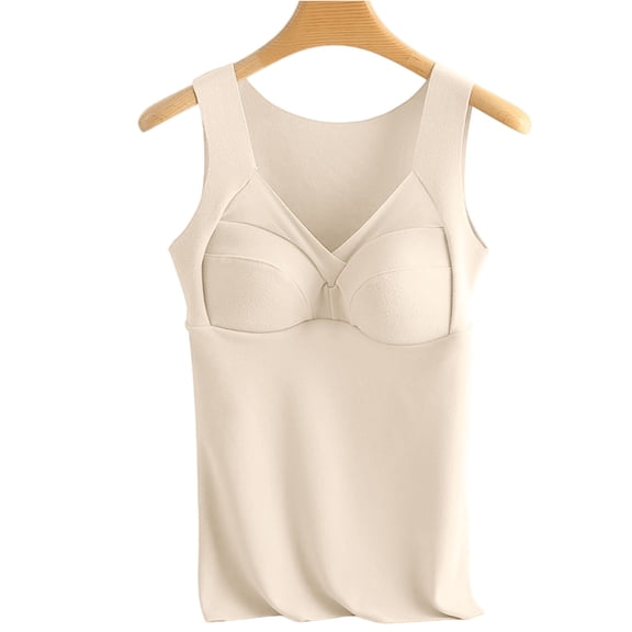 ZNQHFRE Women's V‑Neck Bodysuit With Built‑In Bra Cups, Seamless Support Layering Tank Top 2XL