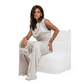 thumbnail image 3 of Women'S Round Neck Pleated Sleeveless Casual Suit,Sleeveless Crewneck Vest Wide Leg Pantsuit Business Sets with Pocket XXL, 3 of 7