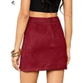 thumbnail image 6 of PULLIMORE Womens Faux Suede Short Skirt A-Line Knee Length Split High Waist Pencil Skirt (S, Red), 6 of 6