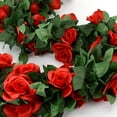 thumbnail image 2 of 5 Pack Flower Garland Artificial Fake Rose Garland Vine Artificial Flowers for Decoration Floral Garland Decor-Total 41 Ft (Red), 2 of 5