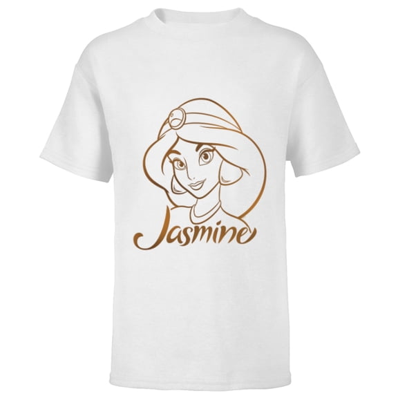 Disney Princess Celebration Minimalist Lines Jasmine - Short Sleeve T-Shirt for Kids - Customized-White