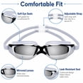 thumbnail image 2 of Adult Unisex Swim Goggles, Mirror Coated Swimming Goggles with Adjustable Strap for Pool and Training, TIKA, 2 of 7