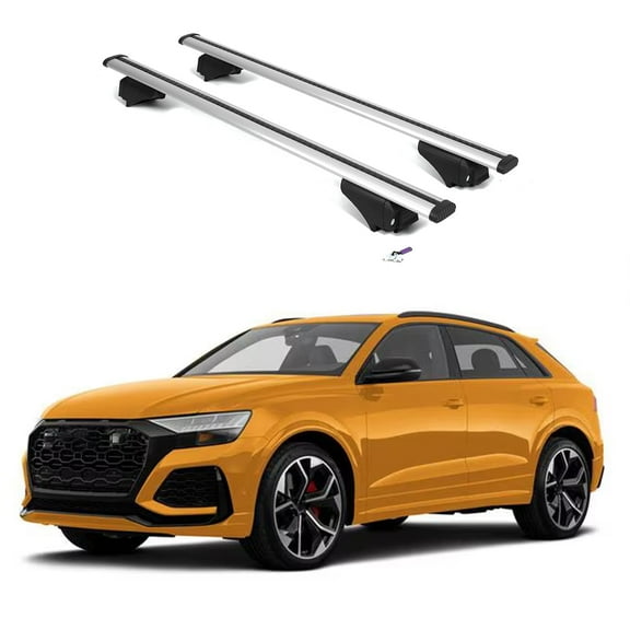 ERKUL Roof Rack Cross Bars for Audi RSQ8 2020-2025 | Aluminum Crossbars with Anti Theft Lock for Rooftop | Compatible with Flush Rails - Silver
