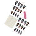 thumbnail image 3 of 24Pcs Halloween Press on Nails Square Fake Nails with Glue Horror Pumpkin Ghost Flowers Graveyard Bat Acrylic Nails for Women Halloween Party -3 sizes, 3 of 6