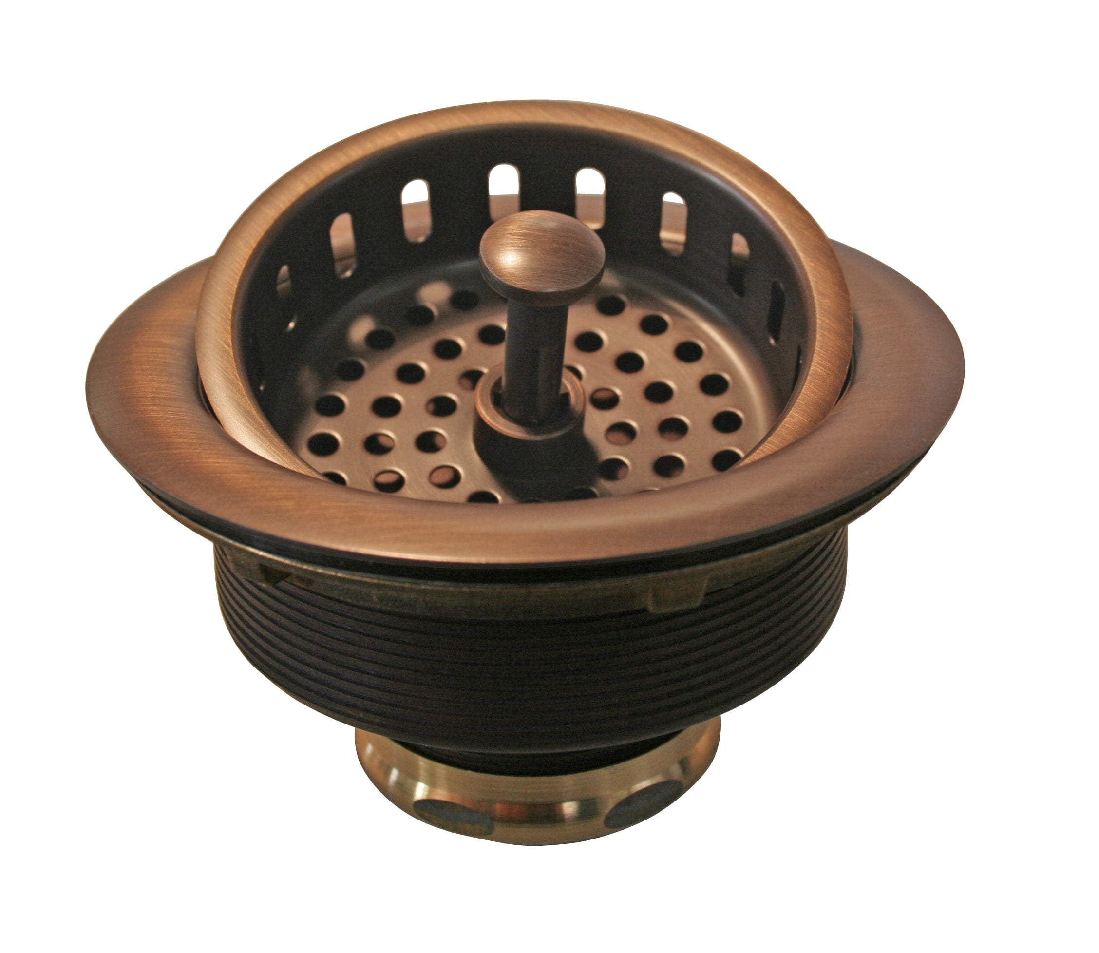 Westbrass Post Style Strainer with Waste Disposal Flange and Stopper, Antique Copper