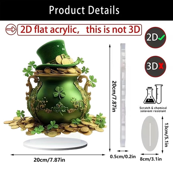 Décoration de Couverts en Acrylique Vert à Quatre Feuilles pour la Saint-Patrick pour Maison Bureau Fête