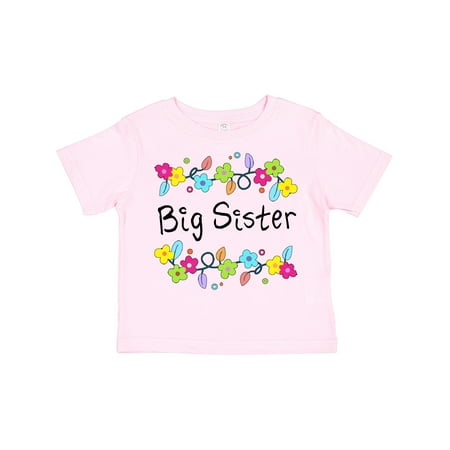 

Inktastic Big Sister - Bright Flowers Gift Toddler Toddler Girl T-Shirt