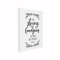 The Stupell Home Decor Collection Be Strong And Courageous Black and White Leaves Typography XXL Stretched Canvas Wall Art, 30 x 1.5 x 40