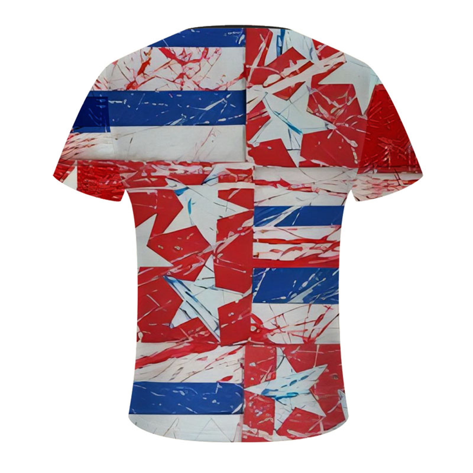 safuny Men's Slim Fit Tops Holiday Short Sleeve Shirts Round Neck Pullover Independence Day Usa Flag Print Tees Clothing Summer Fashion Red XXL