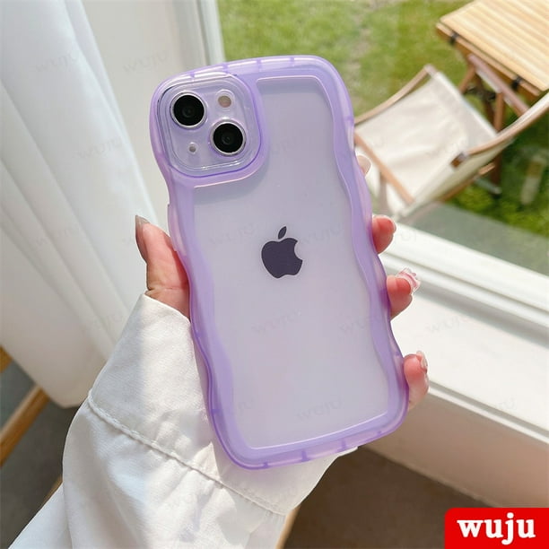 WUJU Luxury Cute Candy Color Wave Funda Transparente Compatible Para iPhone 11 12 13 Pro Max XR X XS 7 8 Plus SE