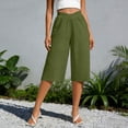 thumbnail image 2 of POIUYTR Women Summer Vacation Capri Pants Casual Loose Elastic High Waist Cropped Pants Beach Trendy Soft Comfy Trousers, 2 of 6
