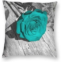 Teal Rose Flowers Throw Pillow Covers 18x18 Inch Decorative Pillow Case for Couch Bed Car Home Decor