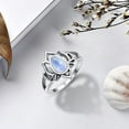 thumbnail image 2 of JQUEEN Moonstone Ring for Women 925 Sterling Silver Lotus Ring High Polished Silver Lotus Flower Ring Comfort Fit Wedding Band Size 6-9, 2 of 5
